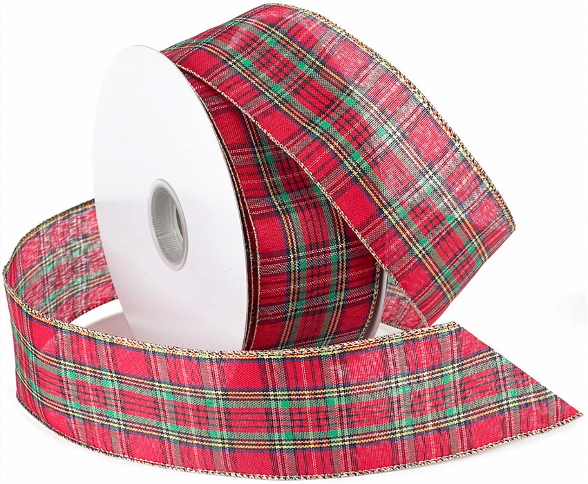 Plaid Christmas Holiday Wired Ribbon - 2 1/2" x 50 Yards