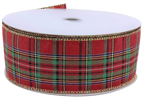 Plaid Christmas Holiday Wired Ribbon - 2 1/2" x 50 Yards