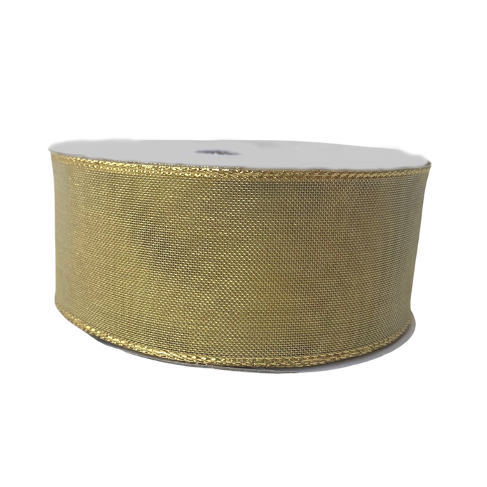 Metallic Sheer Gold Wired Ribbon - 1 1/2" x 10 Yards, Gold Edge