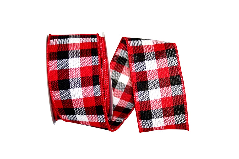 red-white-black-plaid-wired-edge-christmas-tree-ribbon