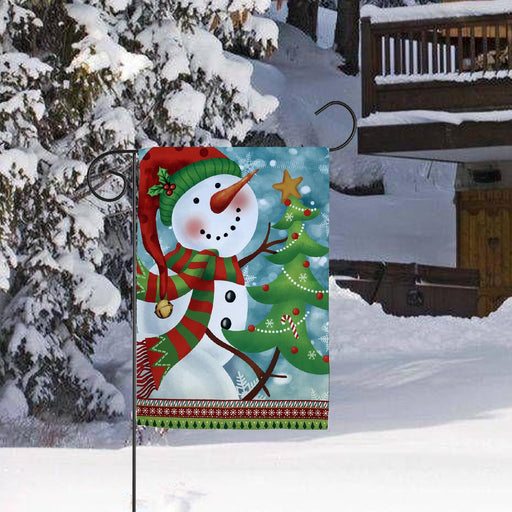 Snowman Christmas Tree Garden Flag