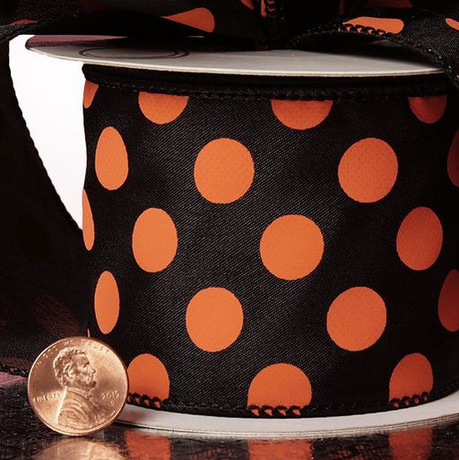 black-ribbon-with-orange-polka-dots