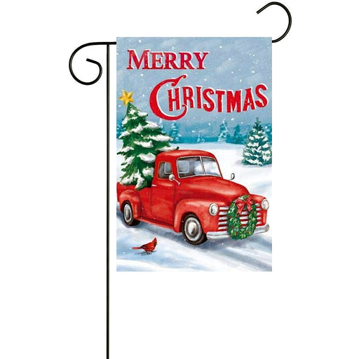 Merry Christmas Pickup Truck Garden Flag - 12" x 18"